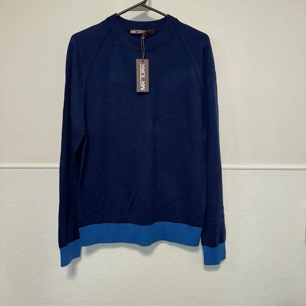 Mr. Turk Men’s NEW NWT Benton Pullover Size Small Navy Blue MSRP $328 Wool